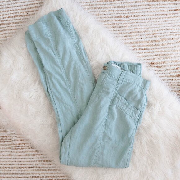 Nicole Miller New York Women’s Size Medium 100% Linen Light Blue Pants - Picture 1 of 6